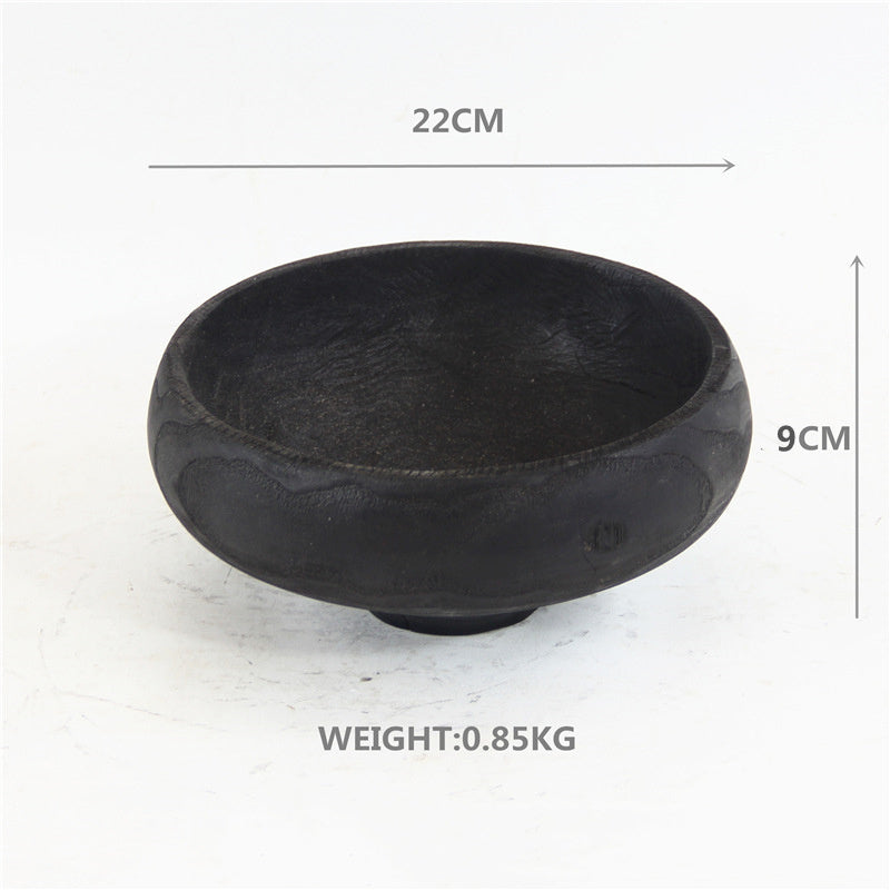 Handcrafted Black Carbonized Wood Bowl