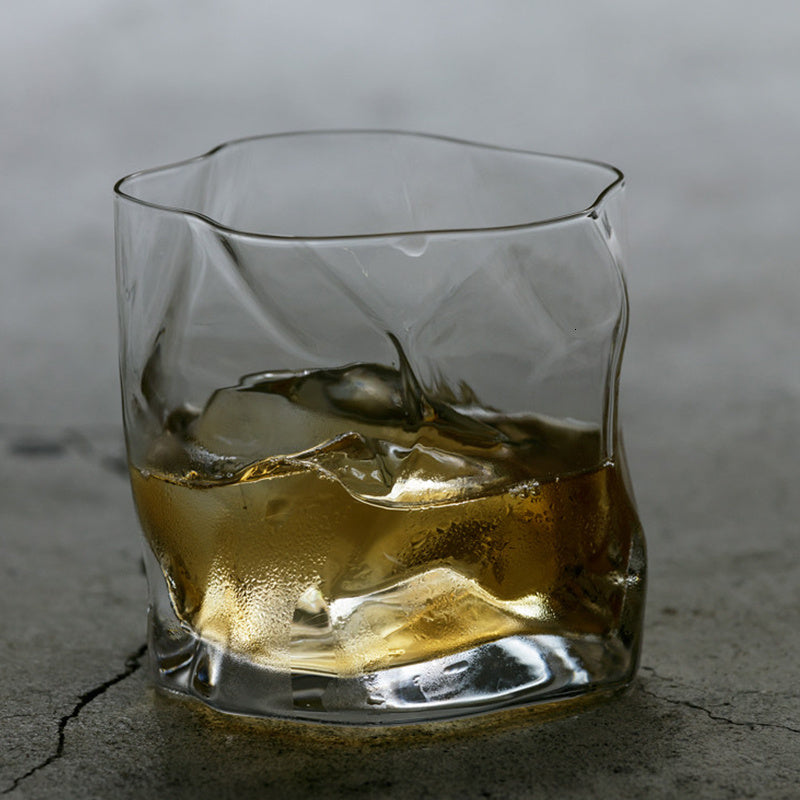 Japanese Crumpled Whiskey Glass - Crystal