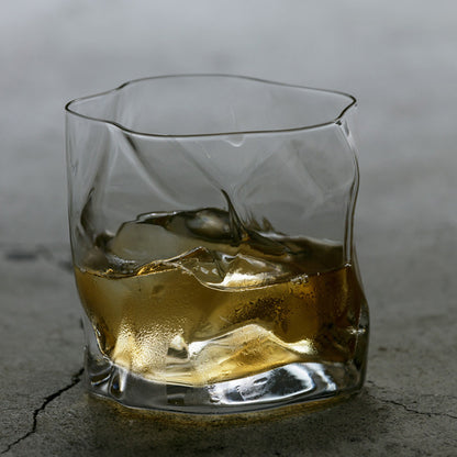 Japanese Crumpled Whiskey Glass - Crystal