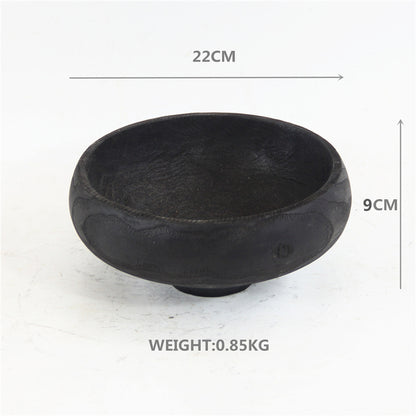 Handcrafted Black Carbonized Wood Bowl