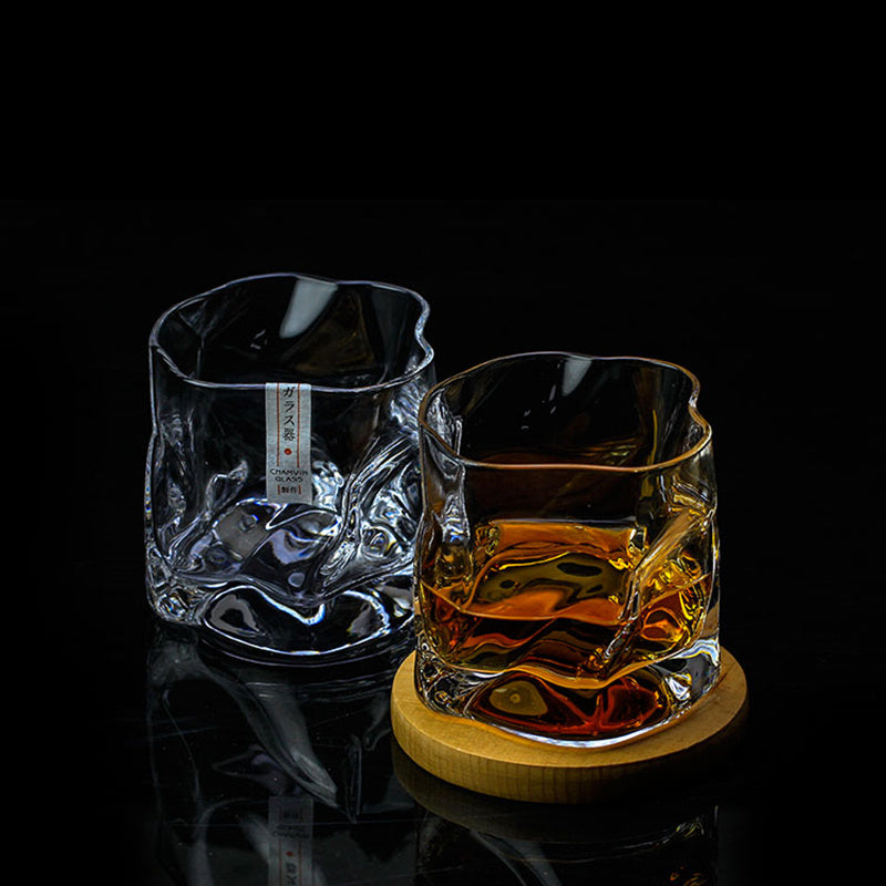 Japanese Crumpled Whiskey Glass - Crystal