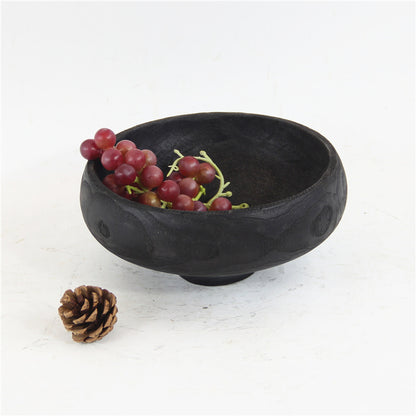 Handcrafted Black Carbonized Wood Bowl