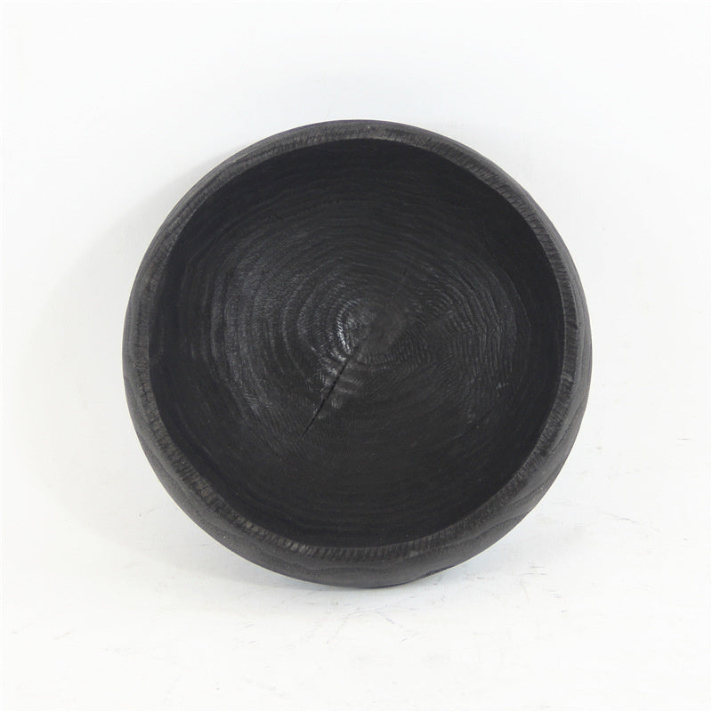 Handcrafted Black Carbonized Wood Bowl
