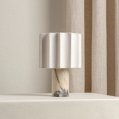 Modern Minimalist Marble Creative Pleated Cloth Cover Decorative Table Lamp