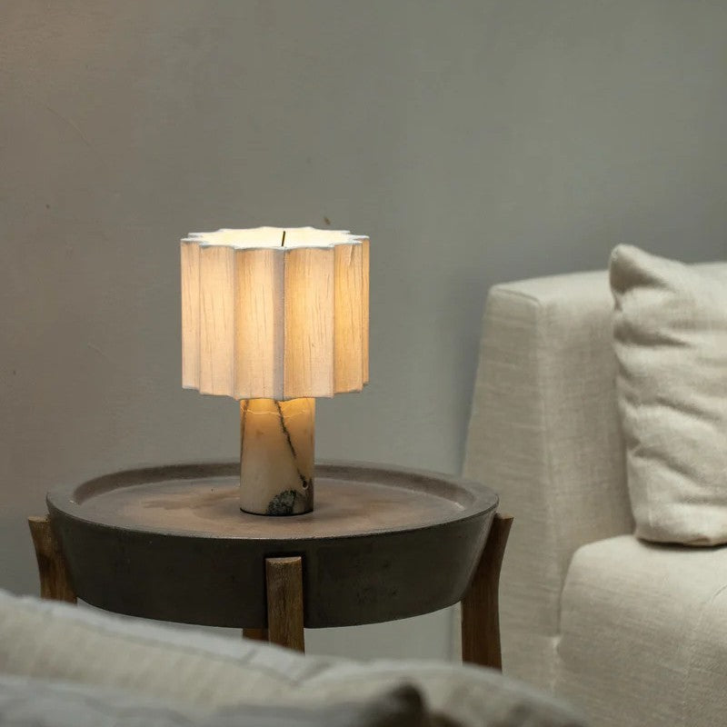 Modern Minimalist Marble Creative Pleated Cloth Cover Decorative Table Lamp