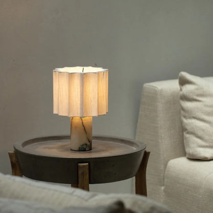 Modern Minimalist Marble Creative Pleated Cloth Cover Decorative Table Lamp